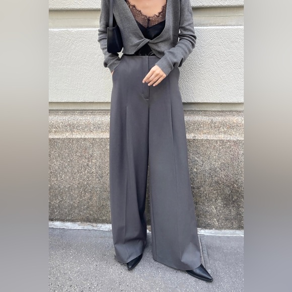 OAK + FORT Pants - Oak & Fort SUPER HIGH-RISE WIDE LEG SUITING PANT